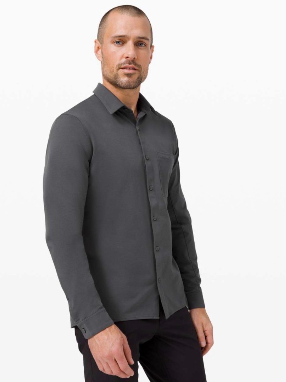 Lululemon Commission Long Sleeve Button Down *Qwick Oxford Graphite Grey Medium
